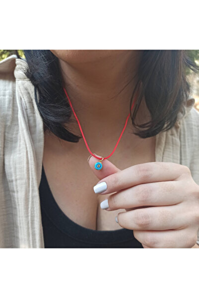 TREND Gümüş Nazar Boncuğu Kırmızı İpli Kolye, Ayarlanabilir Nazarlık Şans Kolyesi