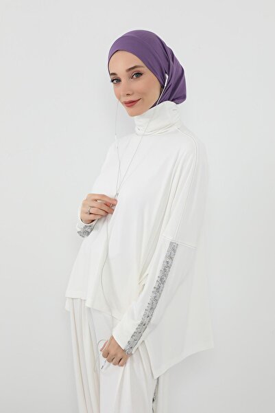 Aisha's Design Combed Cotton Bonnet with Neck Covering Feature and Headphone Opening, B-94, Purple 2