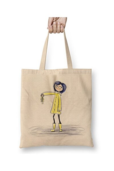 Toyaso Коралин Акварелна платна чанта с дълги дръжки Пазарска чанта Плажна чанта