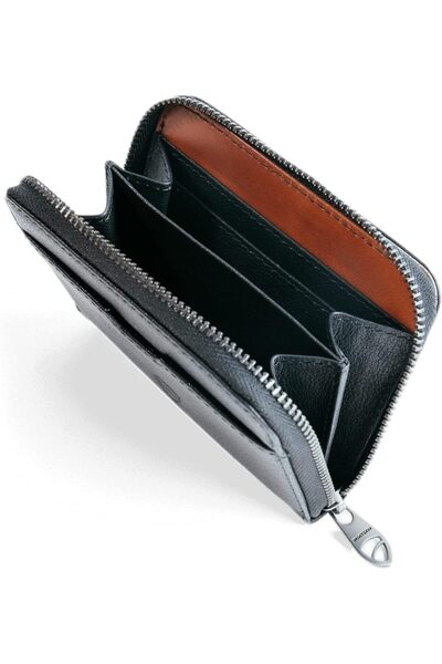 Vaultskin Minimalist Leather Zipper Wallet. Small RFID-Blocking Multi-Card Holder with Coin Compartm