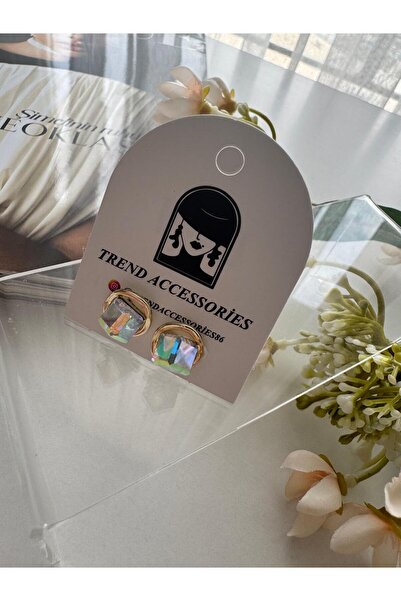 MODA 14k Vip Seri 10 mm Sedefli Tek Taş Küpe