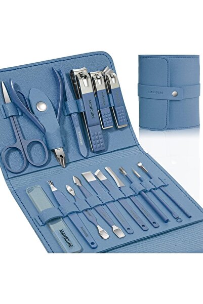 Primo Plus Professional Nail Art Kit 16 Pieces Stainless Steel Nail Art Tools with Luxury Leather Travel Case