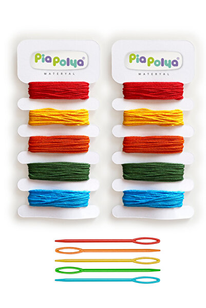 piapolya Çocuklar için 5 adet 5 renk Plastik İğne ve 2 set 5 Renk İpleri | Pa...