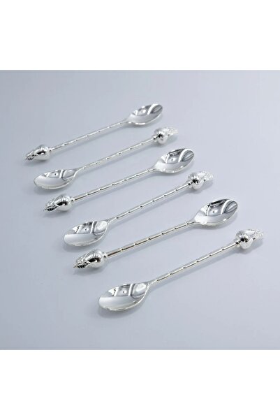 ORIAN طقم ملاعق صغيرة من الفضة على شكل كمثرى