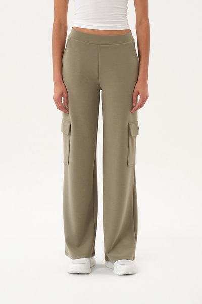SPORTEMPT Wide-Leg Kadın Eşofman Altı – Oversize Kargo Cepli - Haki