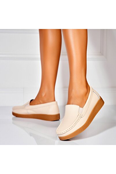 Joana Women's Loafers Natural Leather Beige Dona