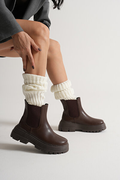 Tonny Black Kadın Kahve Kalın EVA Taban Lastikli Bot