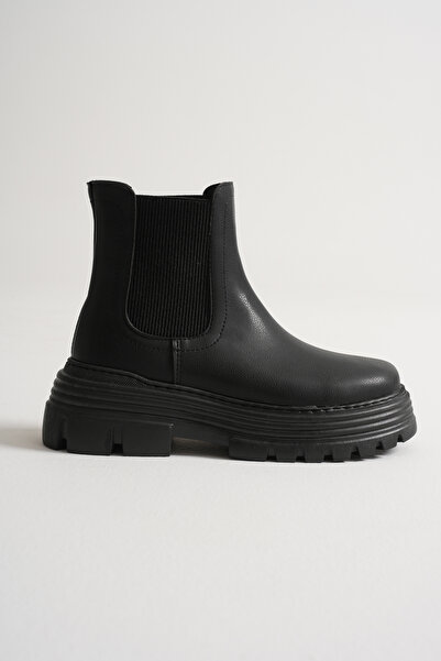 Tonny Black Kadın Siyah Kalın EVA Taban Lastikli Bot