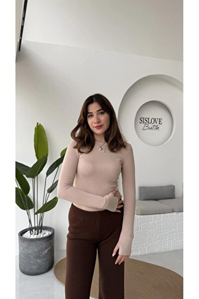 EGELİMODA بلوزة بادي نسائية بفتحات للأصابع