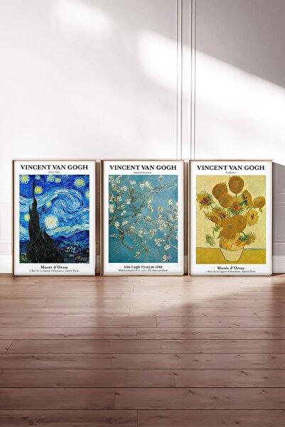 Print Prestige Kağıt Poster 3'lü Duvar Dekorasyonu Kalın Kuşe Dekoratif Vince...