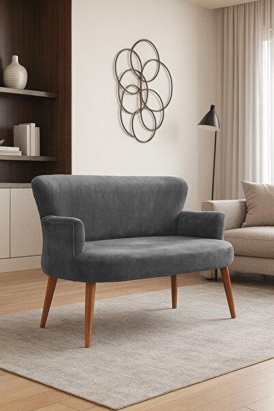 Azra Mobilya Roma Modern İkili Koltuk - Babyface Kumaş - Kapitonesiz - Ahşap ...