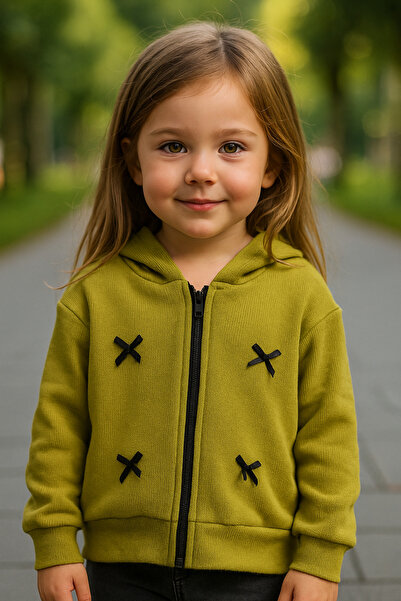 Yalçınoğlu Kids Hanorac cu glugă și fermoar pentru fete I Detaliu cu fundă I ...