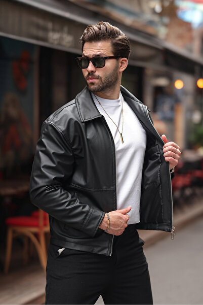 BASEL.CO Basic Oversize Leather Jacket - Iconic Design with Double Zipper