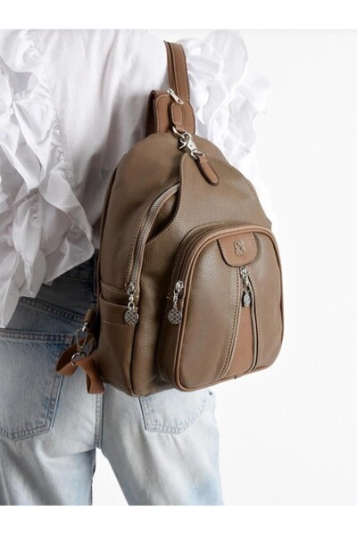 eflanmoda Soft Leather Women's Multi-Compartment Backpack Suitable for Everyday Use