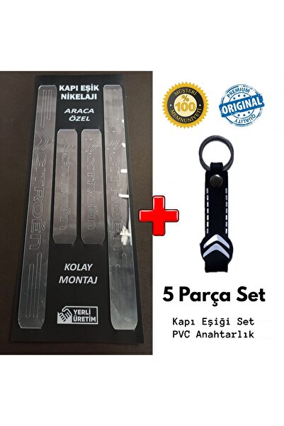 Lazer Store Citroen C-Elysee ile Uyumlu Kapı Eşiği ve Kauçuk Anahtarlık Set