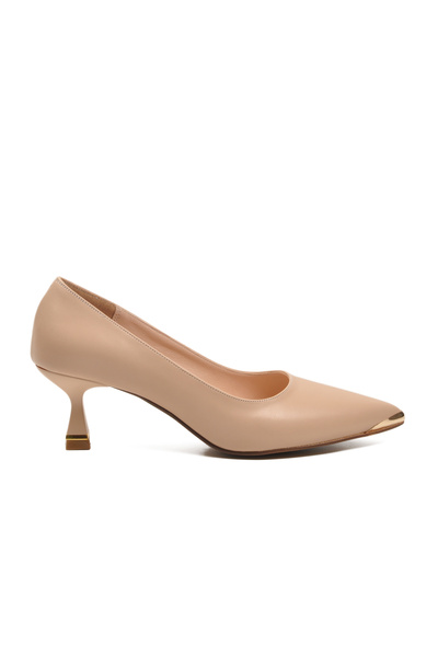AYAKMOD Beige Skin Thin Short Heeled Women's Evening Dress Shoes 357171 Z