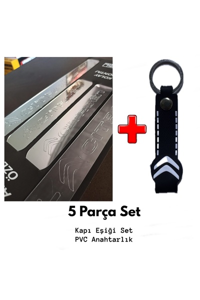 Lazer Store Citroen C-Elysee ile Uyumlu Kapı Eşiği ve Kauçuk Anahtarlık Set