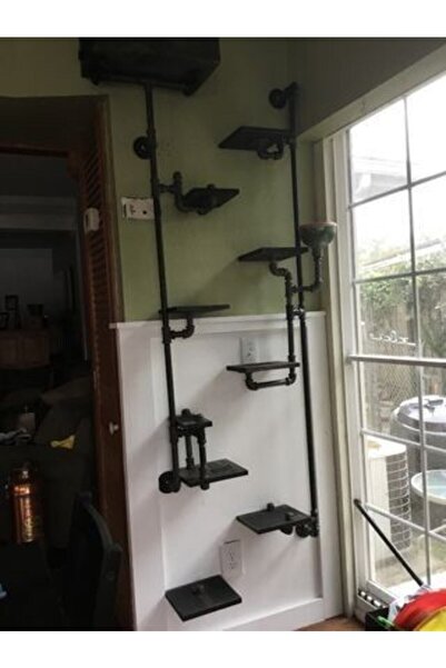 teknotrust Turkuaz renkli, duvara montajlı, şık 3'lü kedi merdiveni seti