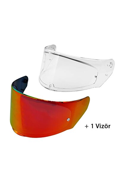 LS2 RAPID 2 R MAT SİYAH MOTOSİKLET KASKI IRIDIUM KIRMIZI VE ŞEFFAF VİZÖR + SPOİLER