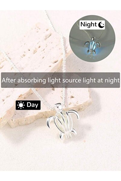 Tudivanyu Aksesuar Night Glowing Pearl Necklace Inside a Turtle