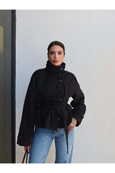 ESRAHELVACI Apolet Detail Belted Short Trench