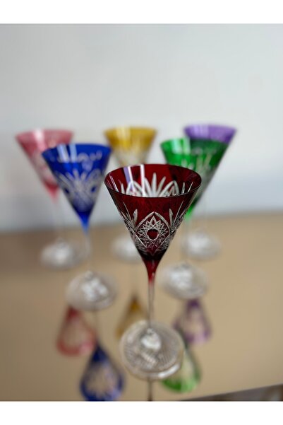 vanilya accessory 6’Lı kristal kahve yanı bardak-El kesmesi dekorlu