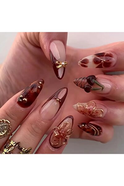 PİRAYE AKSESUAR 24'lü Hamur Jel Kabartma ve Gold Charm İşlemeli Renkli Dijita...