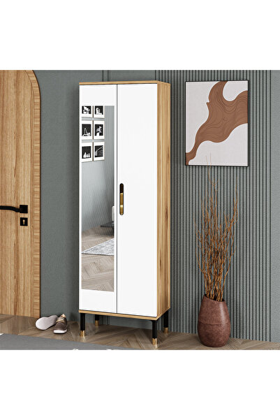 Kalender Dekor Demet-1 Ayaklı Aynalı Ayakkabılık Portmanto Vestiyer