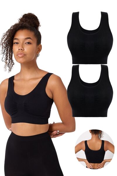 FOREVER MORE Σετ 2 γυναικείων μπουστάκια χωρίς ραφή με χοντρά λουράκια και ελ...