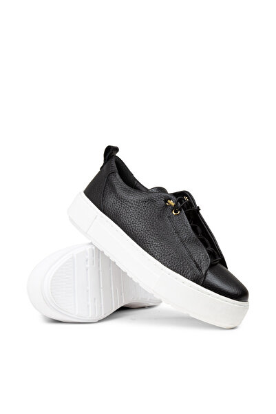 Deery Women's Black Genuine Leather Sneaker Shoes