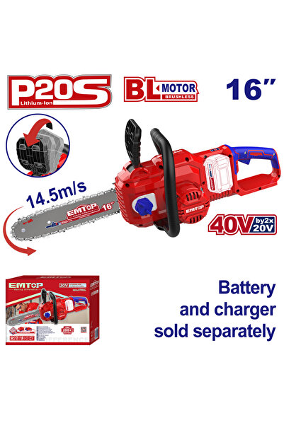 EMTOP Drujbă/Ferăstrău cu lanț fără baterie și încărcător, motor fără perii, ...