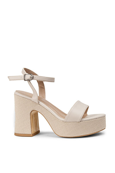 Deery Cream Color Platform Heel Women's Sandals