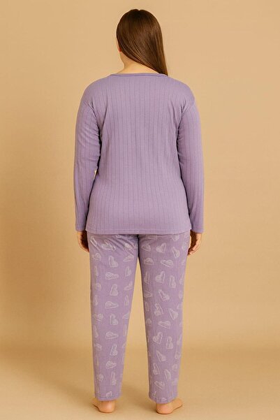 Pemilo Women's 05114 plus size 100% cotton interlock pajama set - purple