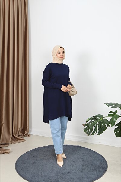 NİSUM MODA Ribbed Mercerized Tunic with Sleeves