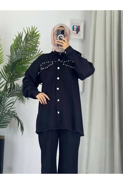Esre Store 0778 - Kot Tesettür İkili Takım Siyah e-1
