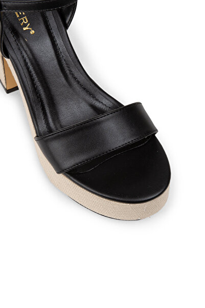 Deery Black Platform Heel Women's Sandals