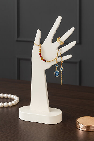 ARGKRİSTAL Stone Pinterest Decorative Jewelry Stand in Hand Form – Height 37 cm Width 17 cm