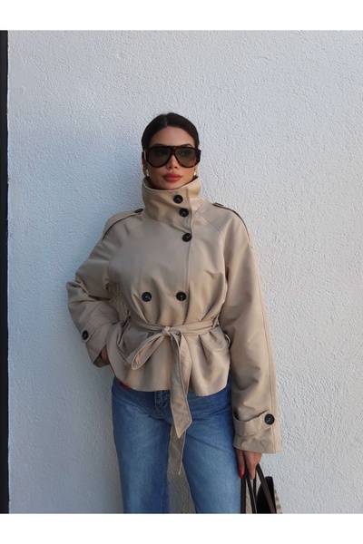 ESRAHELVACI Apolet Detail Belted Short Trench