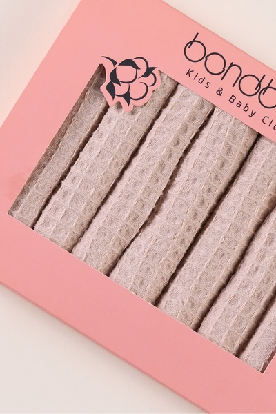Bondberro 7'li Ağız Silme Mendili %100 Pamuk 20 x 20 Cm ( Kahve Waffle )
