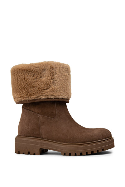 Deery Women's Genuine Suede Mink Colored Fur Boots