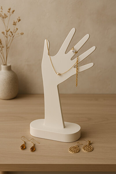 ARGKRİSTAL Stone Pinterest Decorative Jewelry Stand in Hand Form – Height 37 cm Width 17 cm