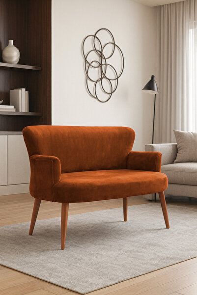 Azra Mobilya Roma Modern İkili Koltuk - Babyface Kumaş - Kapitonesiz - Ahşap ...