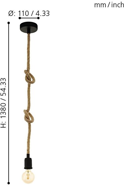 LUNA HOME EGLO RAMPSIDE pendant chandelier made of metal and rope