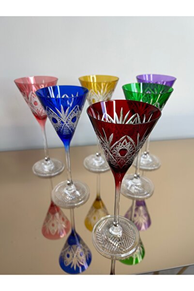 vanilya accessory 6’Lı kristal kahve yanı bardak-El kesmesi dekorlu