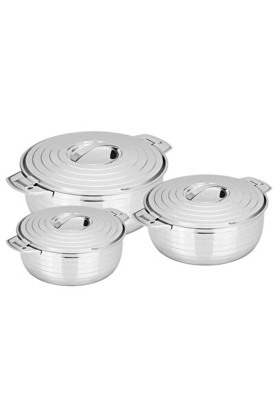 ORIAN طقم أواني طهي ساخنة هندية من الفولاذ المقاوم للصدأ - ٣ قطع (٢.٥ لتر + ٣.٥ لتر + ٥ لتر) | سخانات طعام معزولة