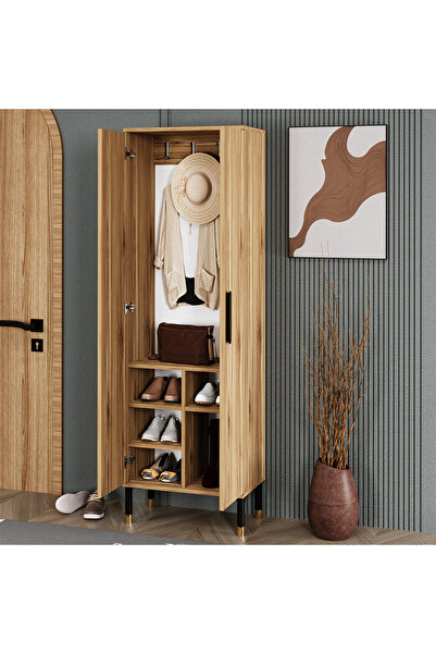 Kalender Dekor Demet-1 Ayaklı Aynalı Ayakkabılık Portmanto Vestiyer