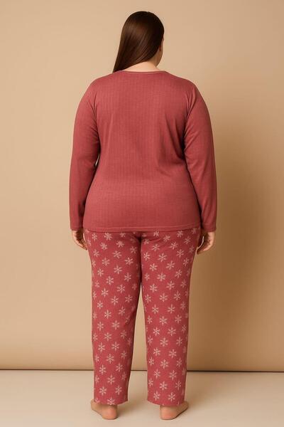 Pemilo Women's 05101 Plus Size 100% Cotton Interlock Pajama Set Dried Rose