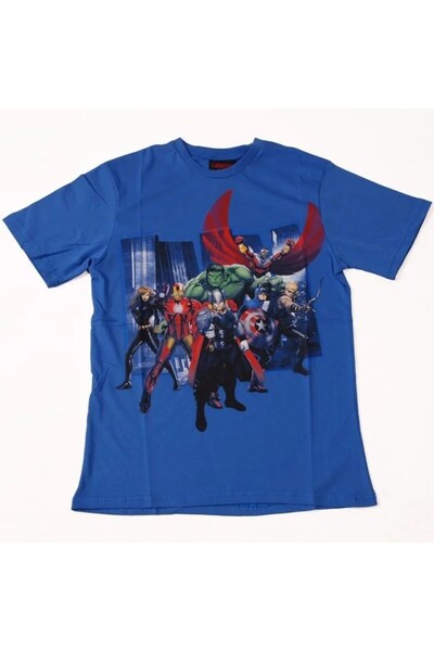 Genel Markalar Marvel Heroes No: 1 Tişört Mavi