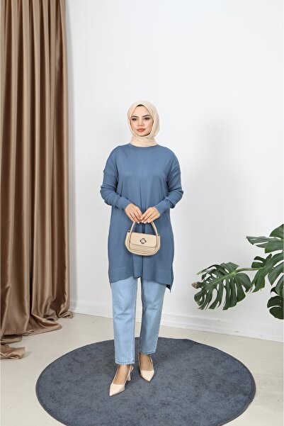 NİSUM MODA Ribbed Mercerized Tunic with Sleeves