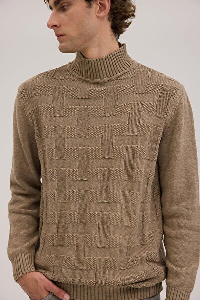Jakamen Ανδρικό πλεκτό πουλόβερ με μισό ζιβάγκο Vizon Slim Fit
